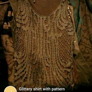Gray glittery tank top